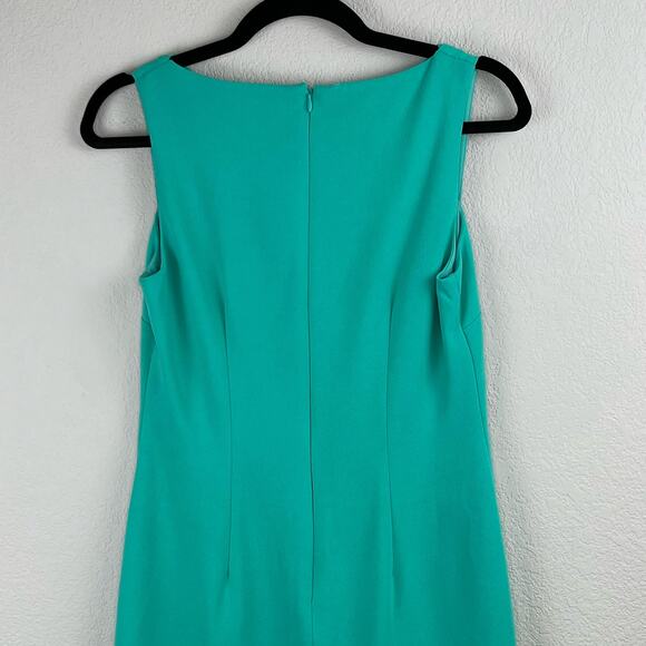 Donna Morgan Teal Green Crepe Strappy Sleeveless Cut Out Sheath Midi Dress 8 NWT - Picture 8 of 13